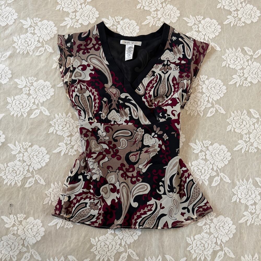 Nine West Silk Paisley Top Size 4